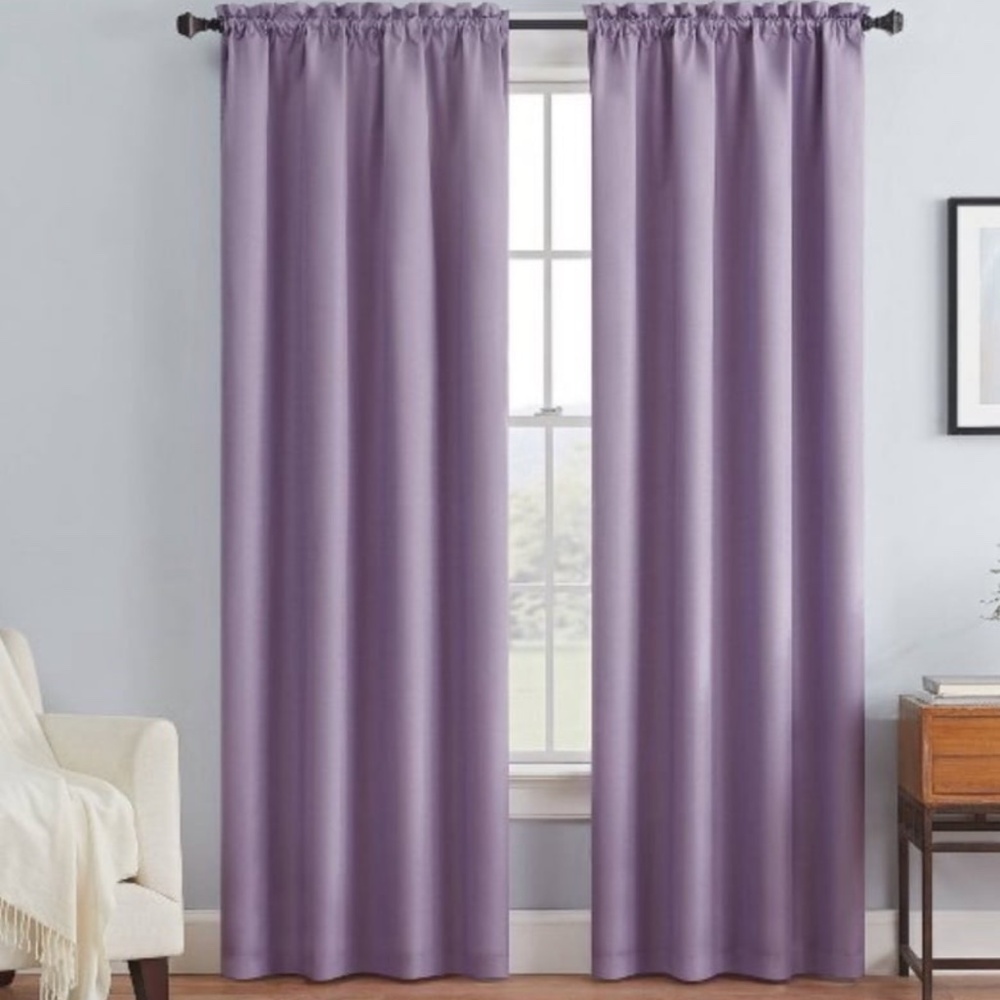 SOLD. Eclipse 42” x 84” Lilac Black Out Panel Curtains x2 - Picture 2 of 6